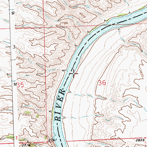 Topographic Map of 21N22W36BDCC01 Well, MT