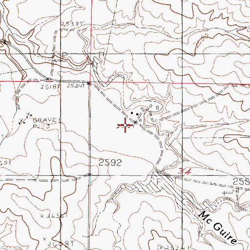 Topographic Map of 21N45E34BBDA01 Well, MT