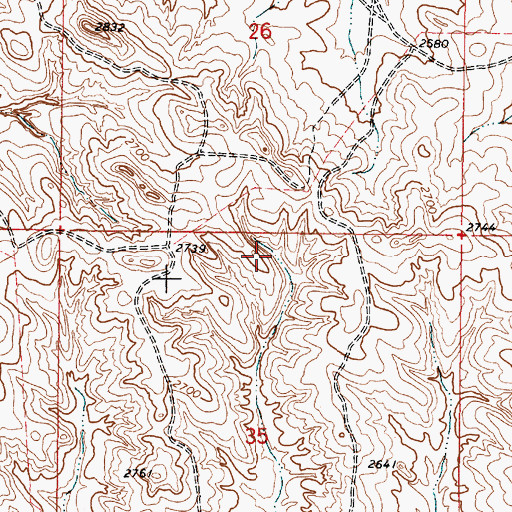 Topographic Map of 22N44E35BAAA01 Well, MT