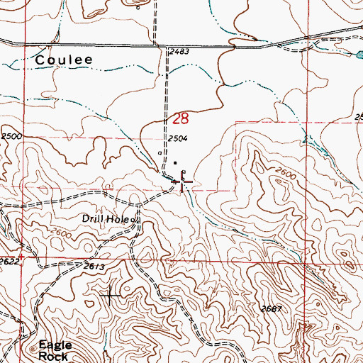 Topographic Map of 21N44E28DBCC01 Well, MT