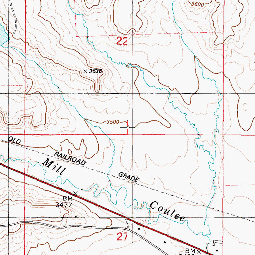 Topographic Map of 21N01W22DCCA01 Well, MT
