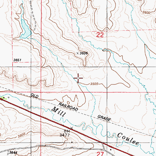 Topographic Map of 21N01W22CCDA01 Well, MT