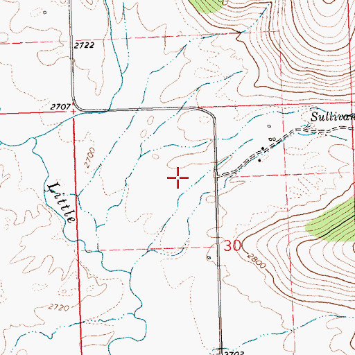Topographic Map of 21N22W30BDAA01 Well, MT