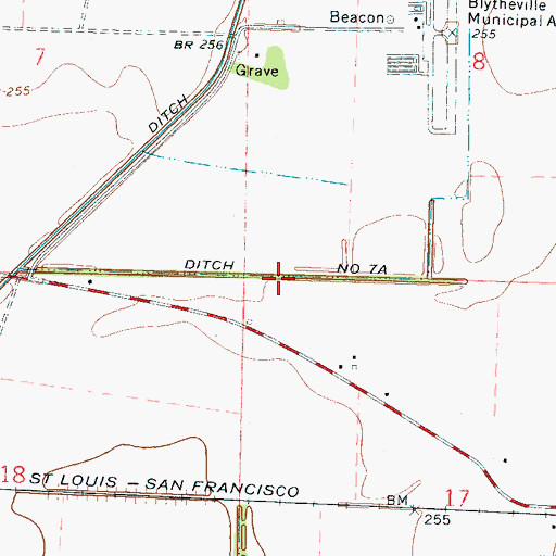 Topographic Map of Ditch Number 7a, AR