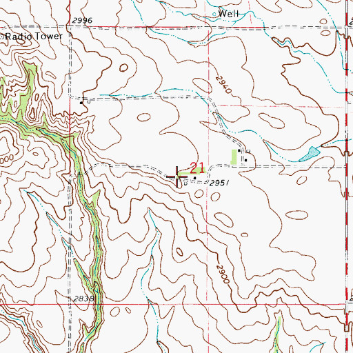 Topographic Map of 21N53E21CAAB01 Well, MT
