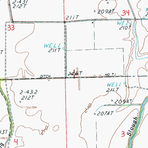 Topographic Map of Ditch Number 71, AR