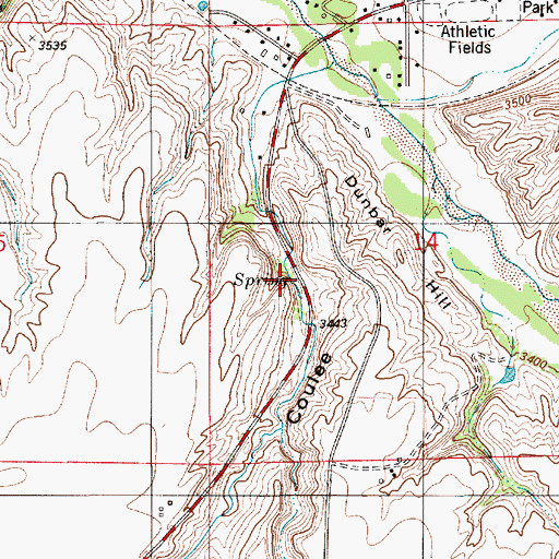 Topographic Map of 21N07E14CBAD01 Spring, MT