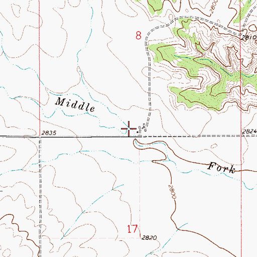 Topographic Map of 21N54E08CDDD01 Well, MT