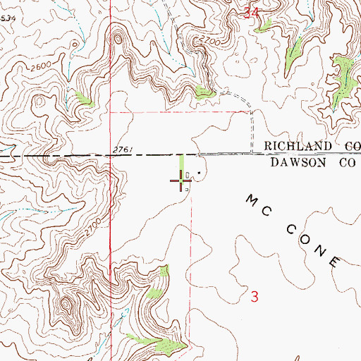 Topographic Map of 21N55E03BABC01 Well, MT