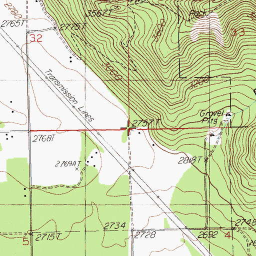 Topographic Map of 22N29W33CCCC01 Well, MT