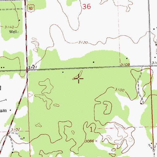 Topographic Map of 21N20W01BAAD01 Well, MT