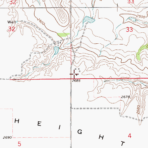 Topographic Map of 22N56E33CCCC01 Well, MT