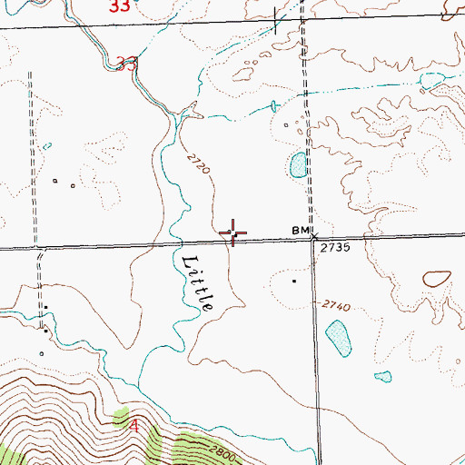 Topographic Map of 22N23W33DDC_01 Well, MT