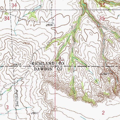Topographic Map of 22N53E35CCCD01 Well, MT