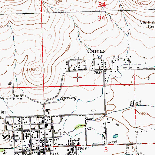Topographic Map of 22N24W34CDC_02 Spring, MT