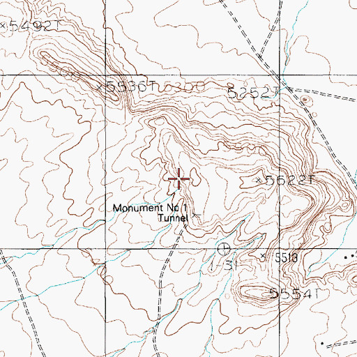 Topographic Map of Monument Number 1 Tunnel, AZ