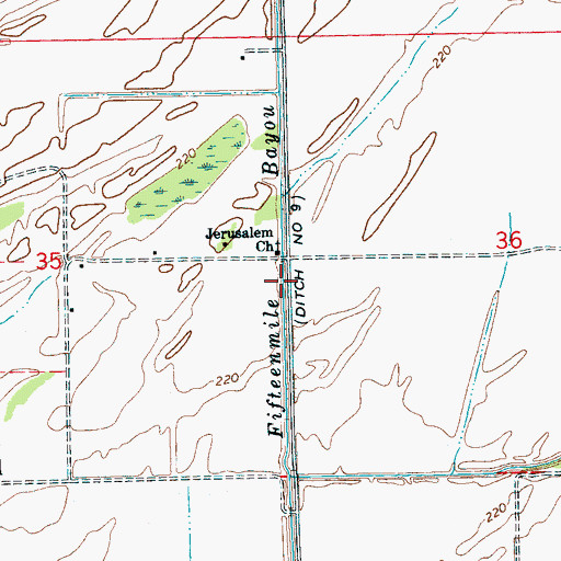 Topographic Map of Ditch Number 9, AR
