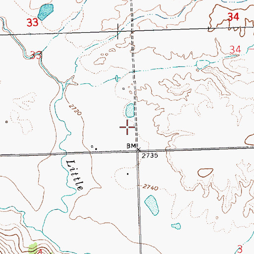 Topographic Map of 22N23W33DDA_01 Well, MT
