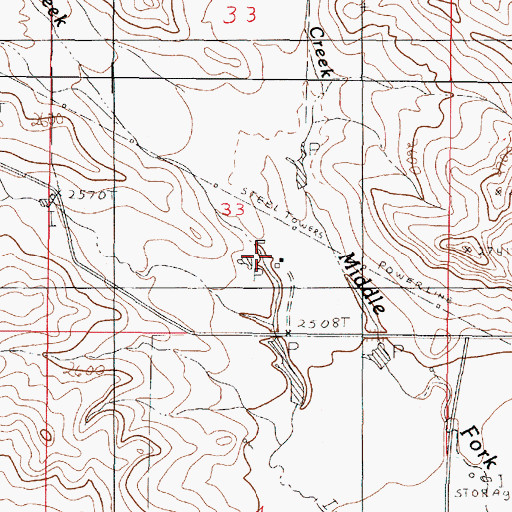 Topographic Map of 22N45E33DCBB01 Well, MT