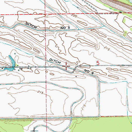 Topographic Map of Ditch Number 9, AR