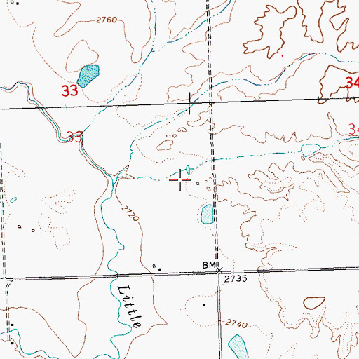 Topographic Map of 22N23W33DAD_01 Well, MT