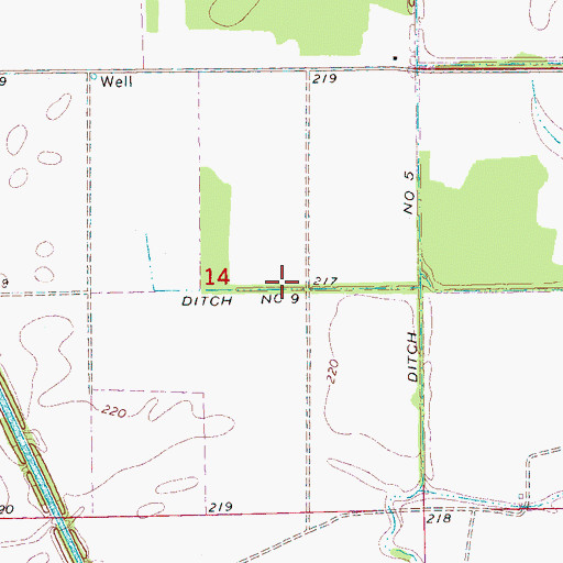 Topographic Map of Ditch Number 9, AR