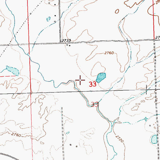 Topographic Map of 22N23W33BDA_01 Well, MT