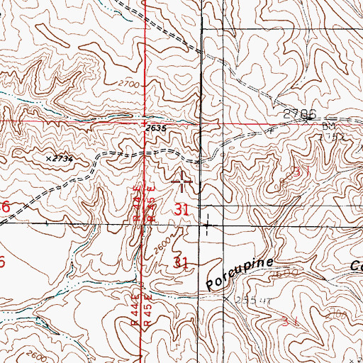 Topographic Map of 22N45E31BBDB01 Well, MT