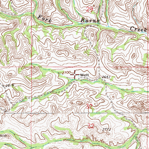 Topographic Map of 22N54E32BAAC01 Well, MT