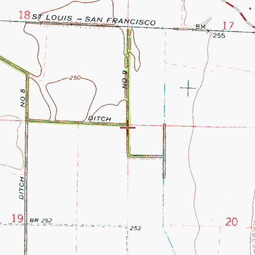 Topographic Map of Ditch Number 9, AR