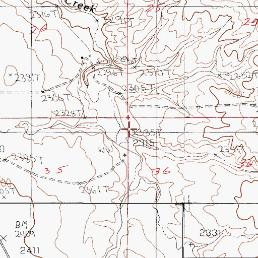 Topographic Map of 22N50E35AAAD01 Well, MT