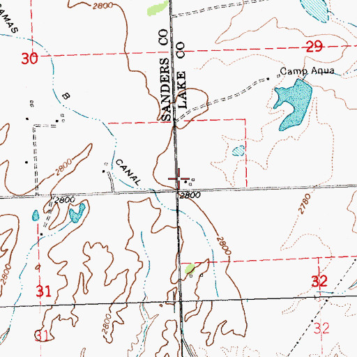 Topographic Map of 22N23W29CCCC01 Well, MT