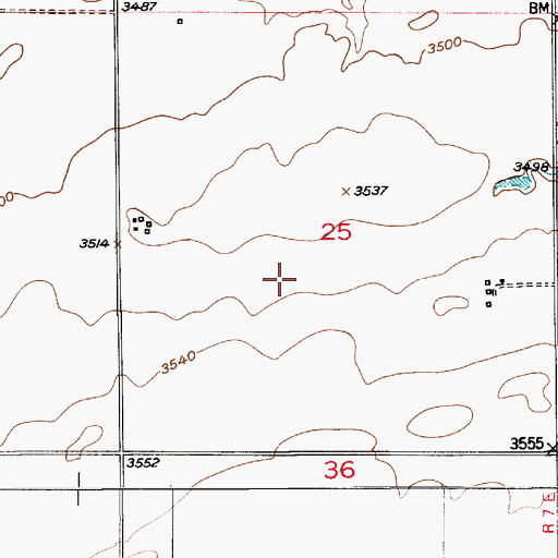 Topographic Map of 22N07E25CAAC01 Well, MT