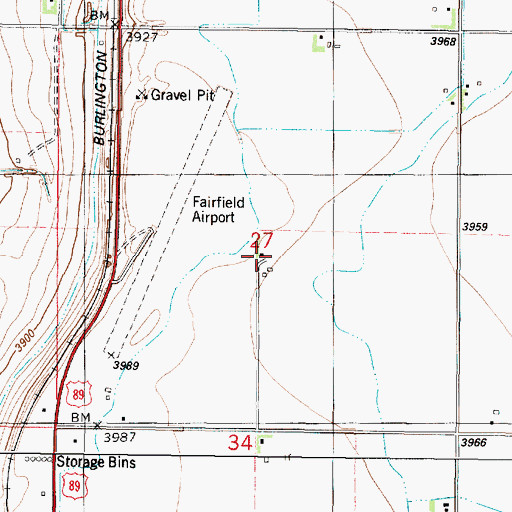 Topographic Map of 22N03W27DBBC01 Well, MT