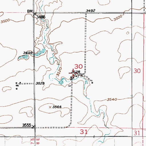 Topographic Map of 22N08E30CAAB01 Well, MT
