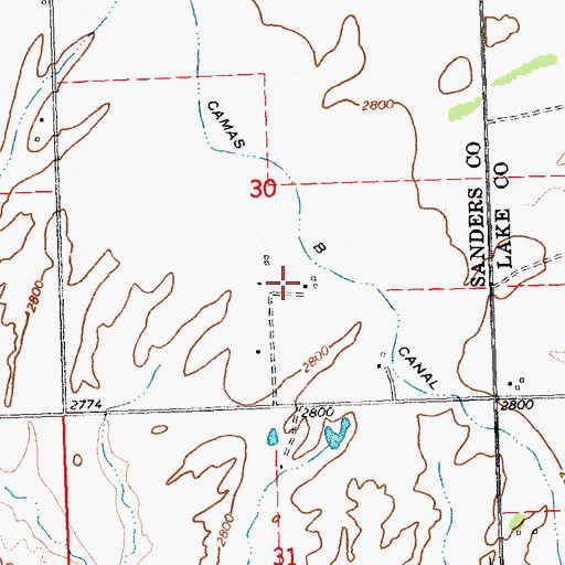 Topographic Map of 22N23W30DBCD01 Well, MT