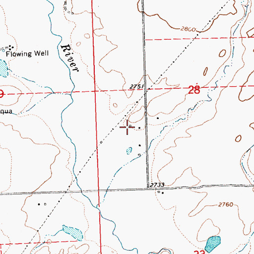 Topographic Map of 22N23W28CBD_01 Well, MT