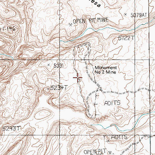 Topographic Map of Monument Number Two Tunnel, AZ
