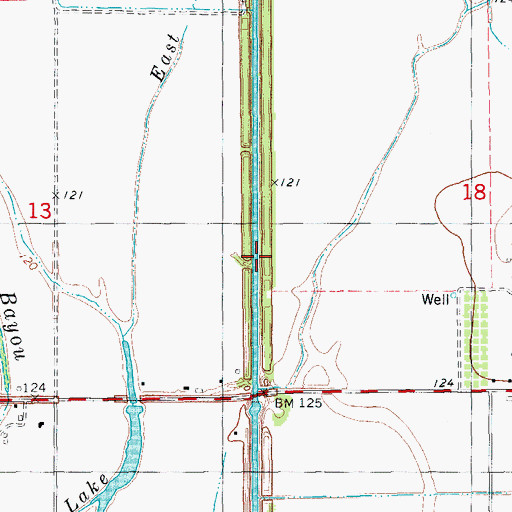Topographic Map of Diversion Canal Number 1, AR