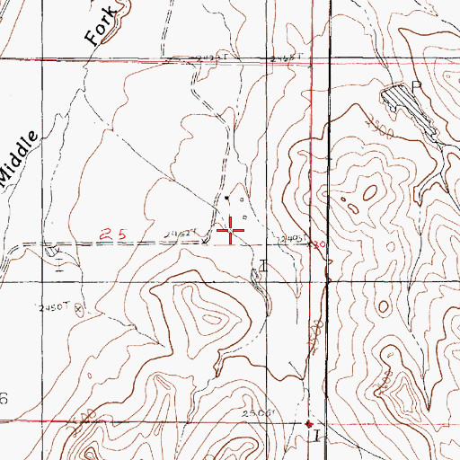Topographic Map of 22N45E25ADCB01 Well, MT