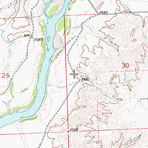 Topographic Map of 22N21W30CBBA01 Well, MT
