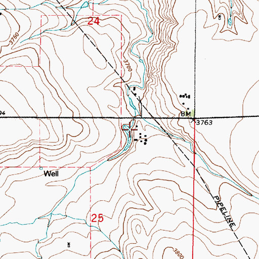 Topographic Map of 22N02E25ABAD01 Well, MT