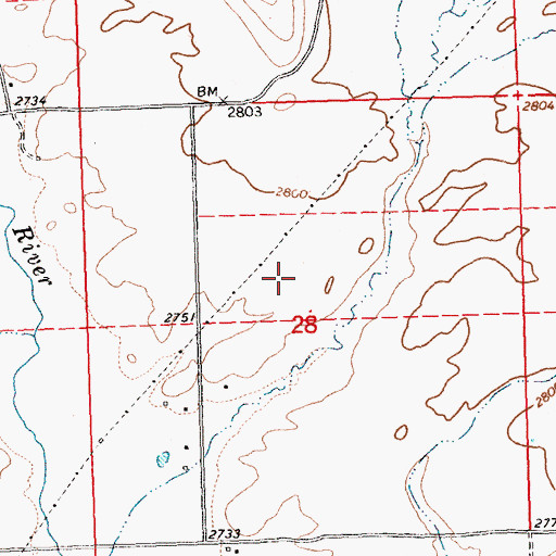 Topographic Map of 22N23W28BADD01 Well, MT