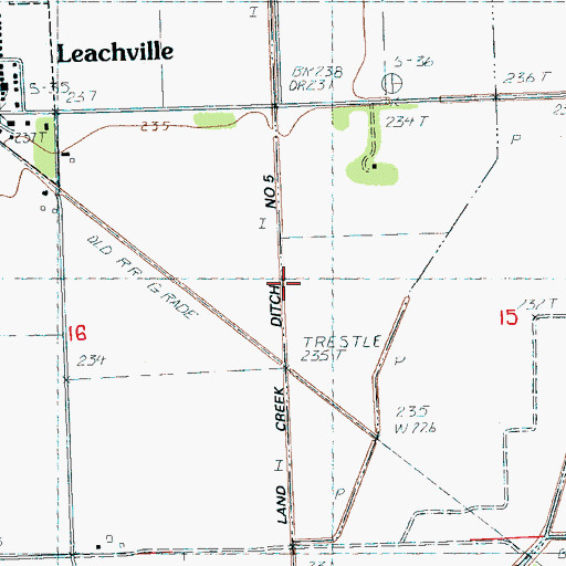 Topographic Map of Dry Land Creek Ditch Number 5, AR