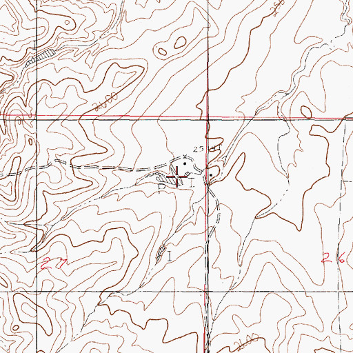 Topographic Map of 22N45E27AADB01 Well, MT