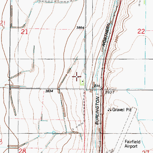 Topographic Map of 22N03W21DDDA01 Well, MT