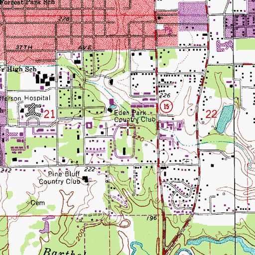 Topographic Map of Eden Park Country Club, AR