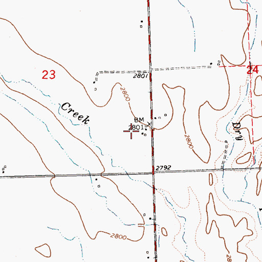Topographic Map of 22N24W23DDA_01 Well, MT