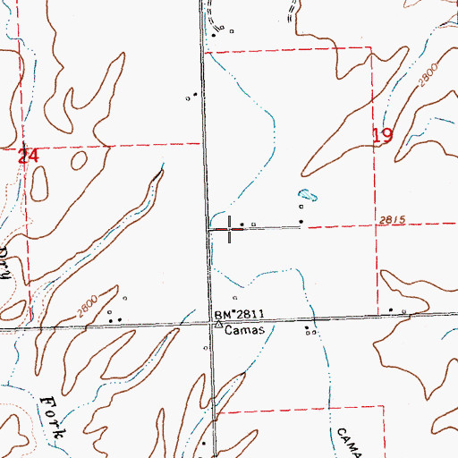Topographic Map of 22N23W19CBD_01 Well, MT