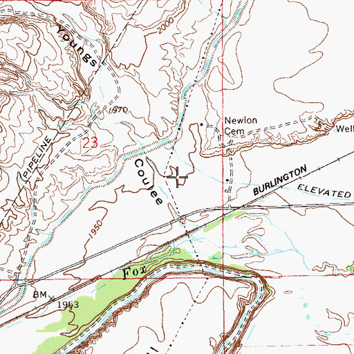 Topographic Map of 22N58E23DA__01 Well, MT